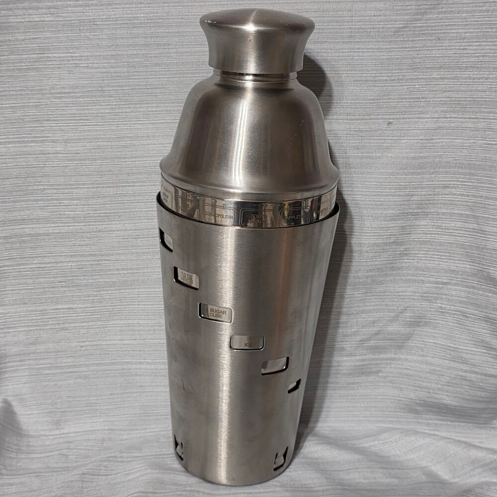 OGGI Dial A Drink Stainless Steel Cocktail Shaker 11" Rotating Recipe Bar Mixer